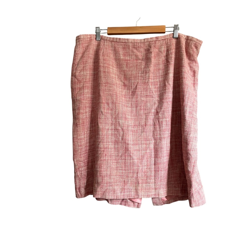 Josephine Chaus Tweed Skirt Womens 18 Pink Excellent Silk Blend Pencil Skirt